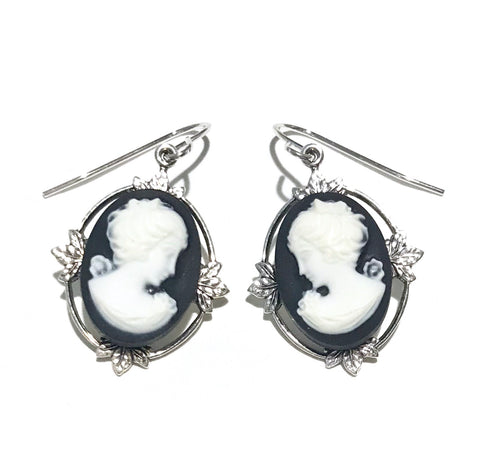 Lady Cameo Jewelry Set Gray Black and White Minimalist Class - Inspire  Uplift